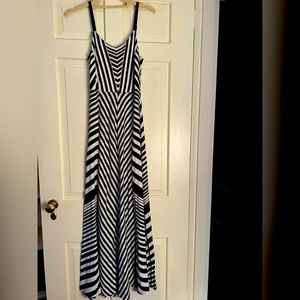Anthropologie black and white striped maxi dress